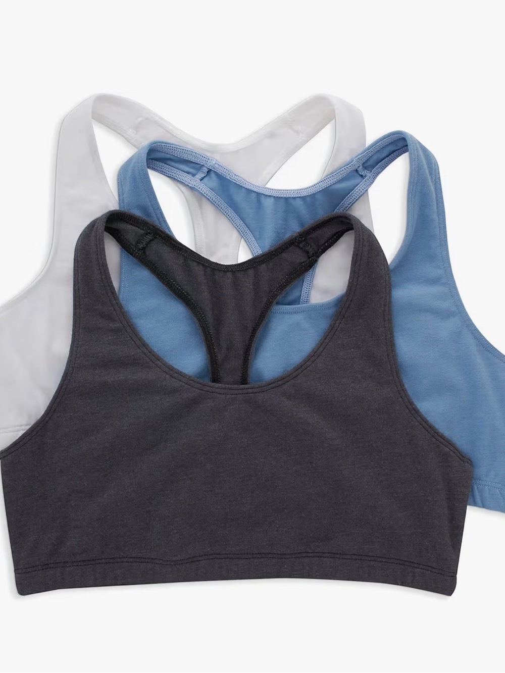 New in Package Hanes Women's Racerback Cotton T-Back Bralettes (3 Pack) Large